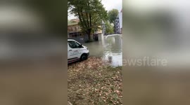 Flooding in East London submerges cars and causes chaos
