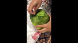 Watermelon with nylon shell? Artificial melon..