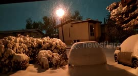 Surprise October snow coats ground in Calgary, Canada