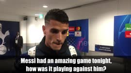 Erik Lamela hails 'incredible' Lionel Messi after Barcelona's stunning performance at Wembley