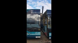 Bus cut in half by Liverpool Giant Spectacular