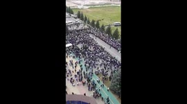 Crowd screaming during massive Russian protest in Ingushetia