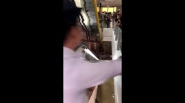 Shopping mall flooded by heavy rain in the Philippines