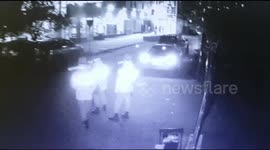 Speeding car crashing into the gates of Astana University