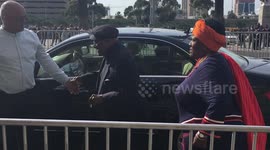 Desmond Tutu arrives at City Hall in Cape Town