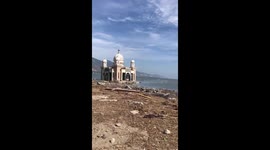 this is a floating mosque in Palu after tsunami