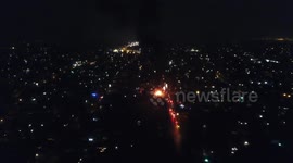 Footage of fire and fatal officer involved shooting (drone footage)