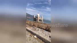 Indonesia’s famous ‘floating mosque’ now sinking following earthquake