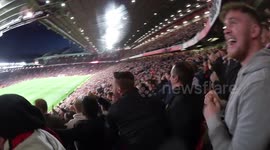 United fans celebrate late winner goal against Newcastle