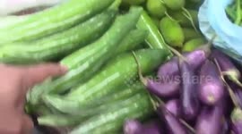 Buying Fresh Vegetables at Market in Bangladesh Sylhet Upper Shohar