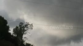 Low-hanging clouds in Oklahoma sky as tornado warning issued