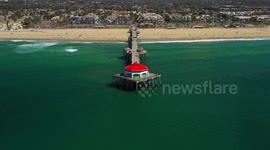 Drone footage of the Pier and Beach in Huntington Beach California