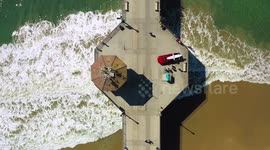 Looking down onto Pier from a drone