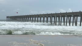 Crashing waves on Pensacola Beach as Michael upgraded to Category 3 storm, nears landfall