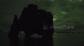 Extremely fast pink aurora Iceland