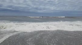 Hurricane Michael stirring up the Gulf of Mexico in Englewood,  Florida