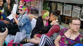 Queer Kiss-In protest against discrimination of lesbian couple at Wood Green Estate, London, UK