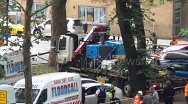 Flood response team seen at the scene of the Lea Bridge flood
