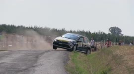 RALLY CAR CRASH RENAULT CLIO ROLLED