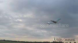 Terrifying moment a passenger aircraft avoids hundreds of birds moments before landing