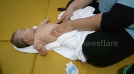 Adorable baby in spa day