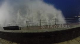 Strong winds and waves hit Cornish coast