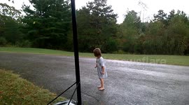 Silly Girl And Her Funny Rain Dance Moves