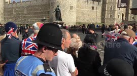 Crowds gather outside Windsor for royal wedding of Princess Eugenie