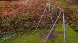Storm Callum - swing moving itself in heavy winds in North Wales