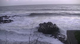 Waves crashing on the shore