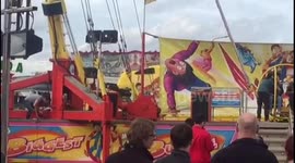 Hull Fair 2018 - Bungee Riding while man performs maintenance