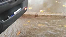 Storm Callum turns car park into a river