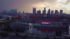 Aerial drone of Nissan Stadium