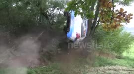 Rally car crashes into trees in Czech Republic