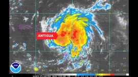 Hurricane Gonzalo hitting Antigua