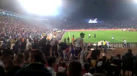 Mass brawl at Serbia vs Albania Euro2016 qualifier