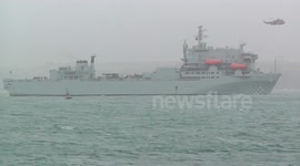 RFA Argus A135 Leaves Falmouth Cornwall on Ebola Mission To West Africa