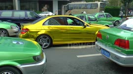King of bling - gold Mercedes spotted in China