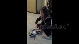 Kitten mimics young girl