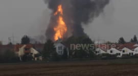 Huge fire from gas explosion in Ludwigshafen, Germany
