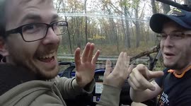 Near-miss with a tree branch in an off-road buggy