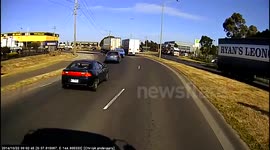 Driver's near-miss with a signpost
