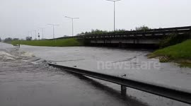 Motorway hit by severe flooding in Argentina
