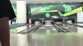One in a million lucky gutter bowling shot!