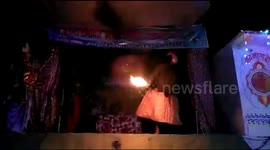 Indian actor sets self alight during firebreathing stunt