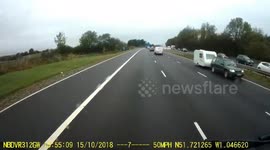 Caravan travelling wrong way down M40 causes major crash