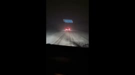 Winter weather, dangerous to drive on this road, cant see the road