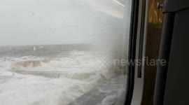 Passenger films moment Great Western train gets soaked by giant wave