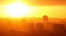 Leeds City Silhouetted Skyline Panorama at Sunrise 2016