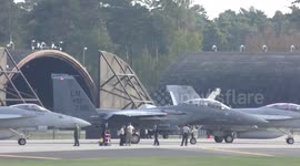 F-15 & F-18 Hornets off USS Harry s Truman prep & take off  RAF Lakenheath  16Oct18 356p